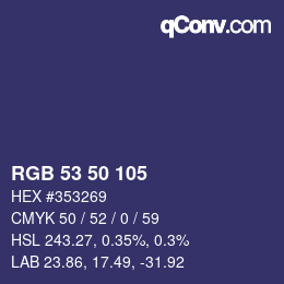 カラーコード: RGB 53 50 105 | qconv.com