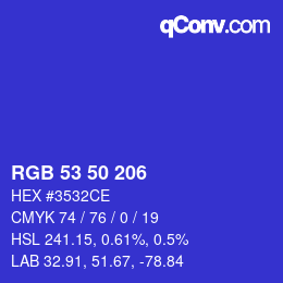 颜色代码: RGB 53 50 206 | qconv.com