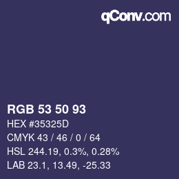颜色代码: RGB 53 50 93 | qconv.com