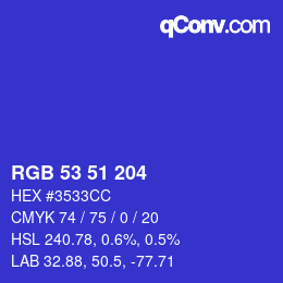 颜色代码: RGB 53 51 204 | qconv.com
