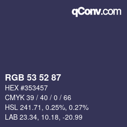 Code couleur: RGB 53 52 87 | qconv.com