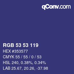 Color code: RGB 53 53 119 | qconv.com