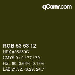 Color code: RGB 53 53 12 | qconv.com