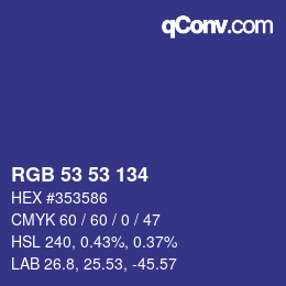 カラーコード: RGB 53 53 134 | qconv.com