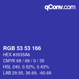 Color code: RGB 53 53 166 | qconv.com