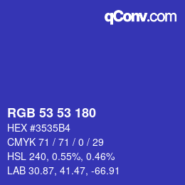 Color code: RGB 53 53 180 | qconv.com