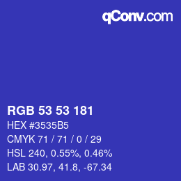 カラーコード: RGB 53 53 181 | qconv.com