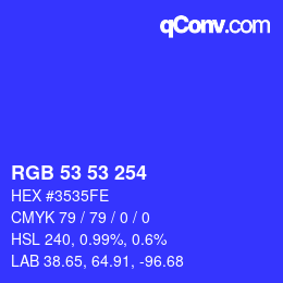 Color code: RGB 53 53 254 | qconv.com