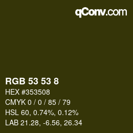 Color code: RGB 53 53 8 | qconv.com