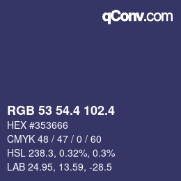 カラーコード: RGB 53 54.4 102.4 | qconv.com