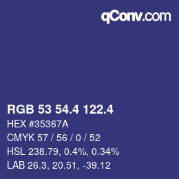 カラーコード: RGB 53 54.4 122.4 | qconv.com
