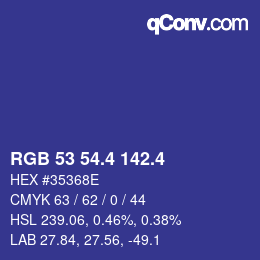 カラーコード: RGB 53 54.4 142.4 | qconv.com
