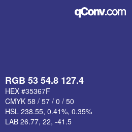 カラーコード: RGB 53 54.8 127.4 | qconv.com
