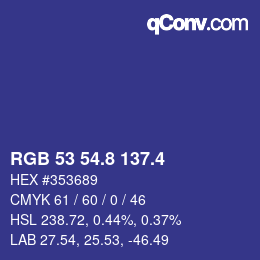 カラーコード: RGB 53 54.8 137.4 | qconv.com