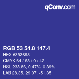 カラーコード: RGB 53 54.8 147.4 | qconv.com