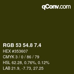 カラーコード: RGB 53 54.8 7.4 | qconv.com