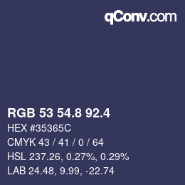 カラーコード: RGB 53 54.8 92.4 | qconv.com