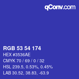 Color code: RGB 53 54 174 | qconv.com
