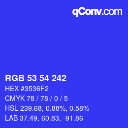 カラーコード: RGB 53 54 242 | qconv.com