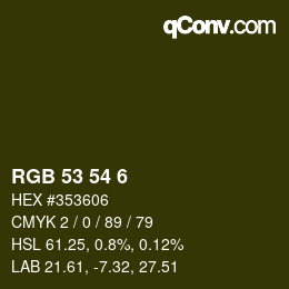Color code: RGB 53 54 6 | qconv.com