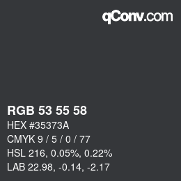 颜色代码: RGB 53 55 58 | qconv.com