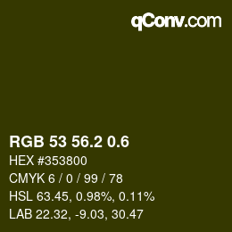 カラーコード: RGB 53 56.2 0.6 | qconv.com