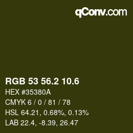 カラーコード: RGB 53 56.2 10.6 | qconv.com