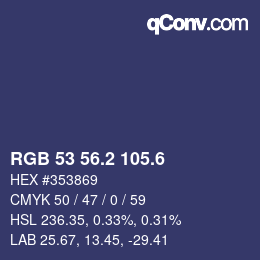 カラーコード: RGB 53 56.2 105.6 | qconv.com