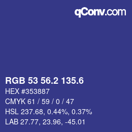 カラーコード: RGB 53 56.2 135.6 | qconv.com