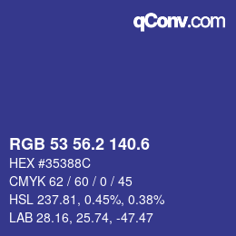 カラーコード: RGB 53 56.2 140.6 | qconv.com