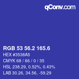 カラーコード: RGB 53 56.2 165.6 | qconv.com