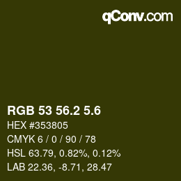 カラーコード: RGB 53 56.2 5.6 | qconv.com