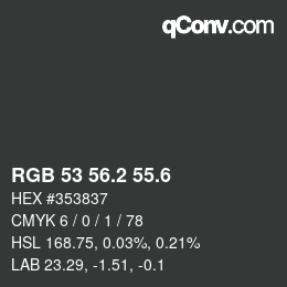 カラーコード: RGB 53 56.2 55.6 | qconv.com