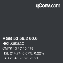カラーコード: RGB 53 56.2 60.6 | qconv.com