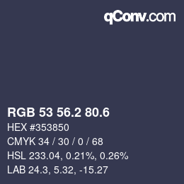 カラーコード: RGB 53 56.2 80.6 | qconv.com