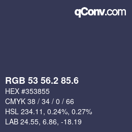 カラーコード: RGB 53 56.2 85.6 | qconv.com