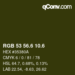 カラーコード: RGB 53 56.6 10.6 | qconv.com