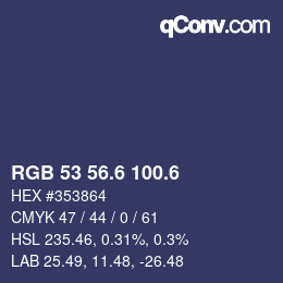カラーコード: RGB 53 56.6 100.6 | qconv.com