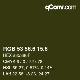 カラーコード: RGB 53 56.6 15.6 | qconv.com