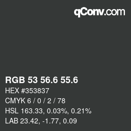 カラーコード: RGB 53 56.6 55.6 | qconv.com