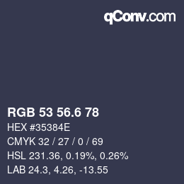 カラーコード: RGB 53 56.6 78 | qconv.com