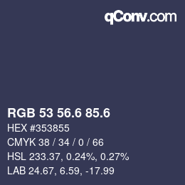 カラーコード: RGB 53 56.6 85.6 | qconv.com