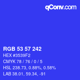カラーコード: RGB 53 57 242 | qconv.com