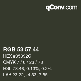 Color code: RGB 53 57 44 | qconv.com