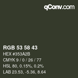 颜色代码: RGB 53 58 43 | qconv.com