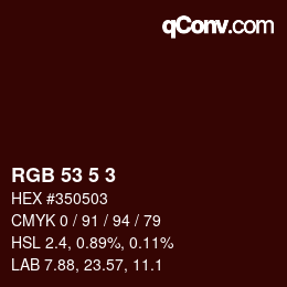 Color code: RGB 53 5 3 | qconv.com