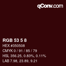 カラーコード: RGB 53 5 8 | qconv.com