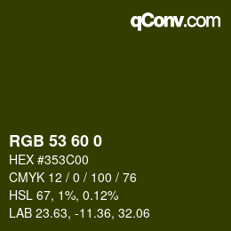 カラーコード: RGB 53 60 0 | qconv.com