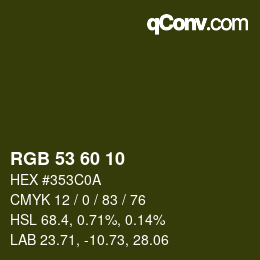 カラーコード: RGB 53 60 10 | qconv.com