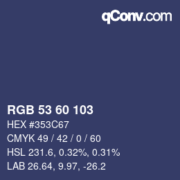 Color code: RGB 53 60 103 | qconv.com